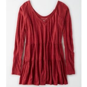 AE Tiered V-Neck Tunic Top (M)